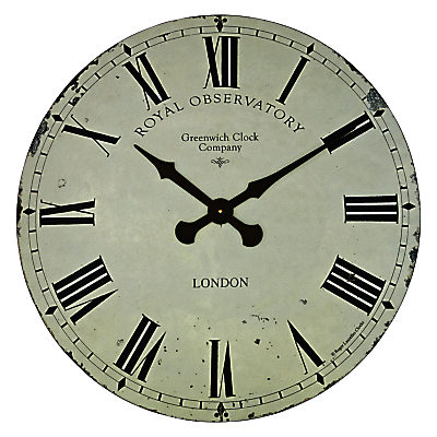 Roger Lascelles Greenwich Wall Clock, Dia.70cm, Cream Roger Lascelles Greenwich Wall Clock, Dia.70cm, Cream